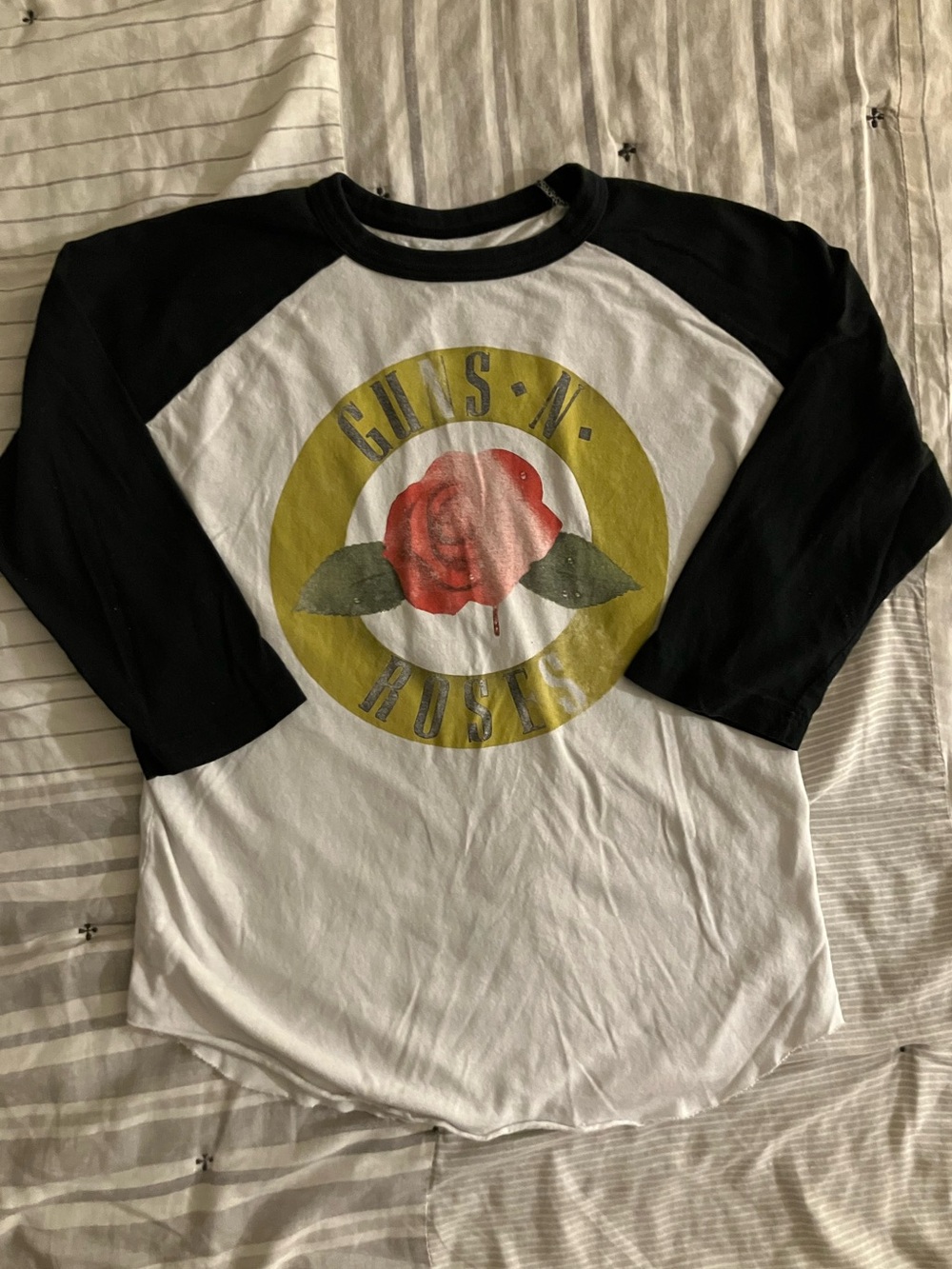 Guns N' Roses White & Black Raglan Tee Size XS